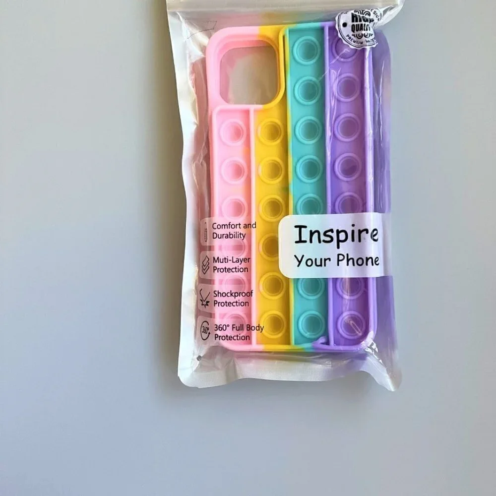 Rainbow Pop It Fidget Silicone Case iPhone 11 Pro Max-NWT